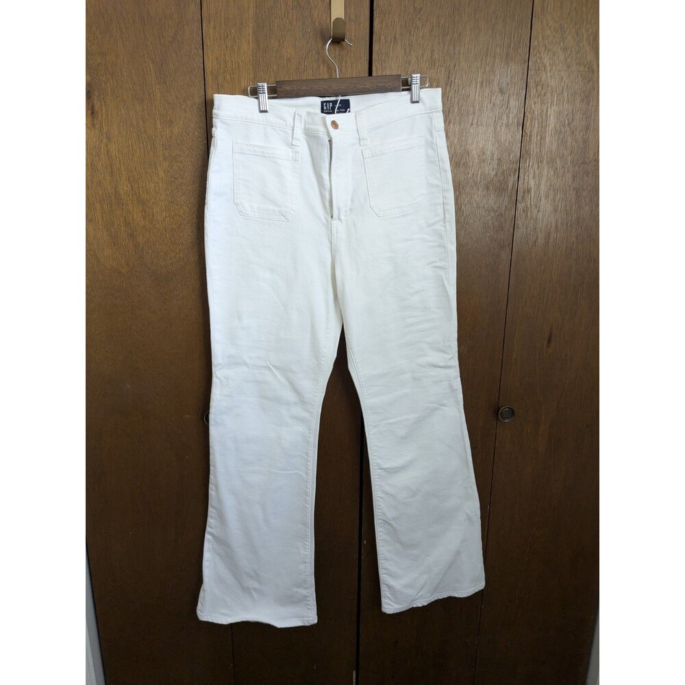 Gap 12 / 31R 70s Flare White Stretch Denim Womens Jeans